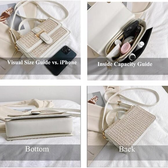 Straw Crossbody Bag Women Summer Beach Woven Purse Vacation Shoulder Handbag - Picture 6 of 6